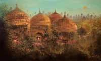 A. Q. Arif, 25 x 42 Inch, Oil on Canvas, Cityscape Painting, AC-AQ-533